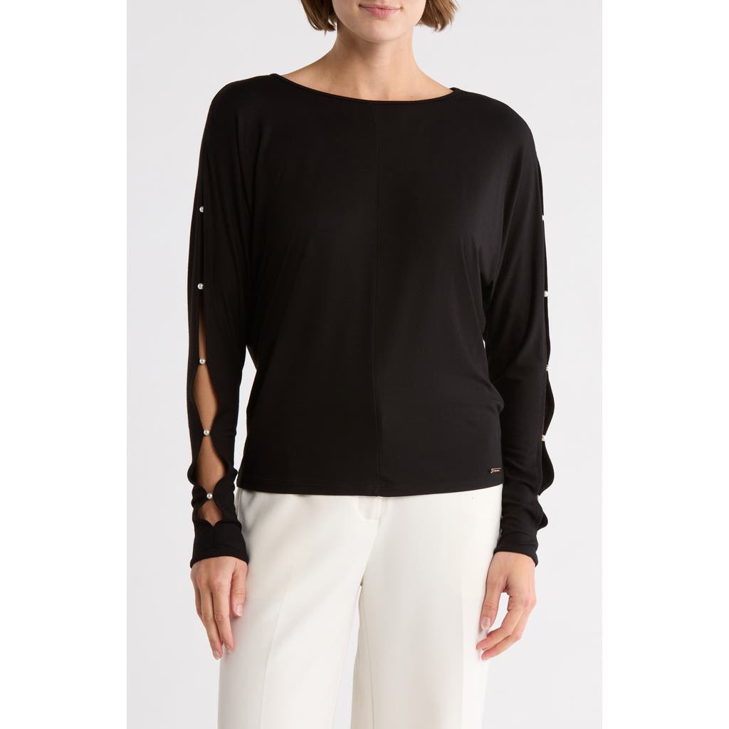 T Tahari Cutout Dolman Sleeve Top In Black