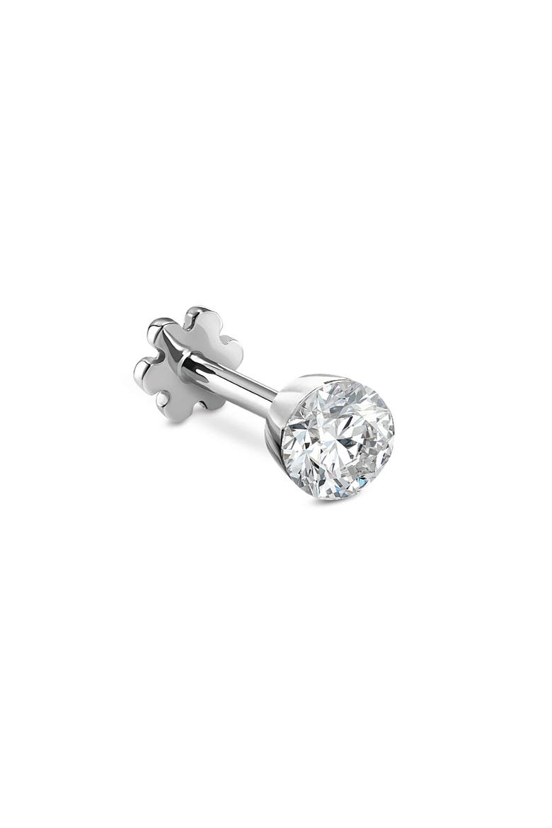 Single Invisible Set Diamond Stud Earring, Main, color, WHITE GOLD