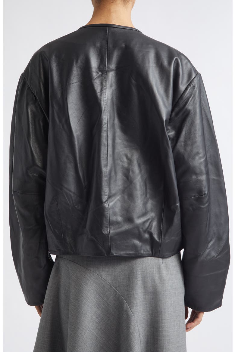 Button Detail Leather Jacket, Alternate, color, BLACK