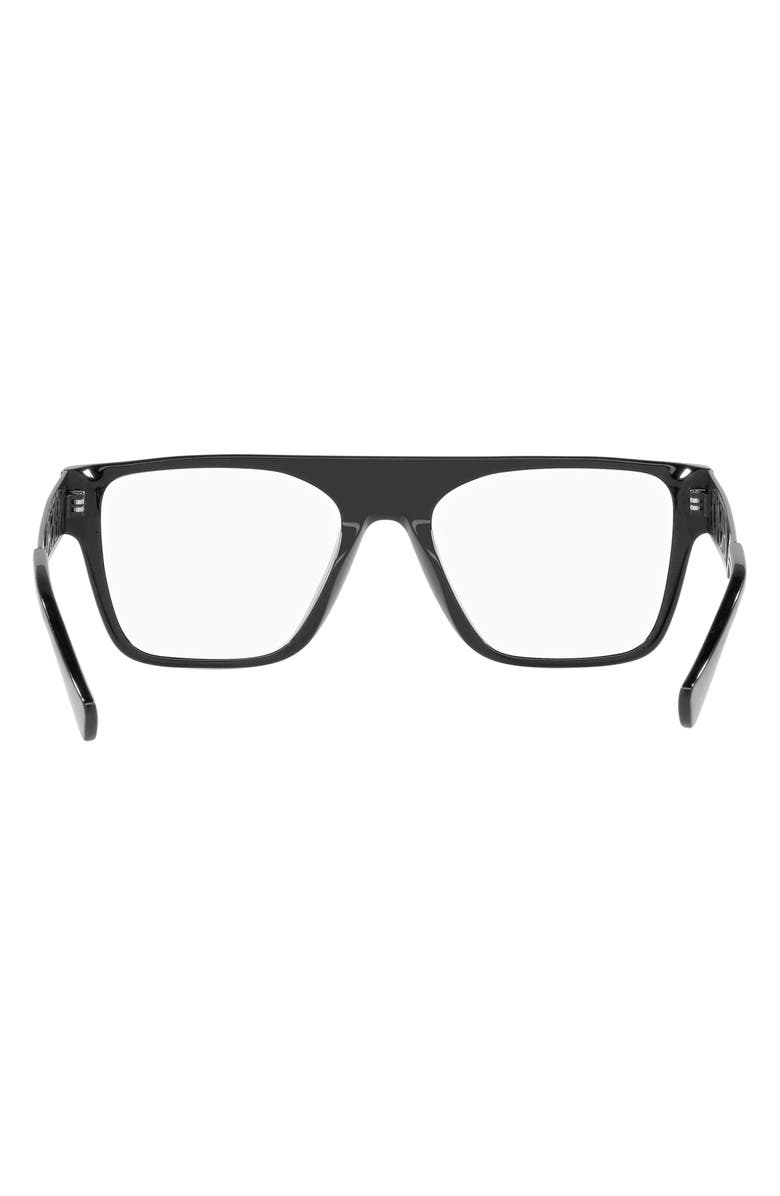 Versace 55mm Rectangular Optical Glasses, Alternate, color, Black