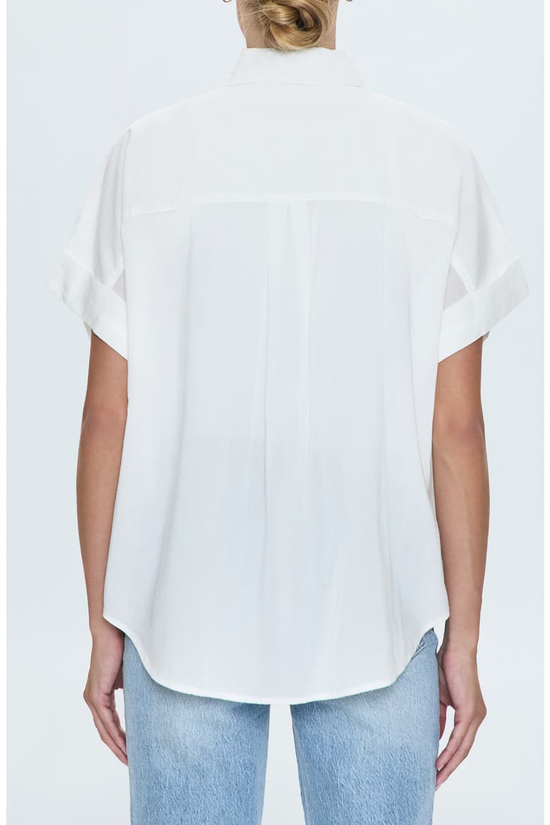 Donnie Short Sleeve Cotton Blend Button-Up Shirt, Alternate, color, LE BLANC