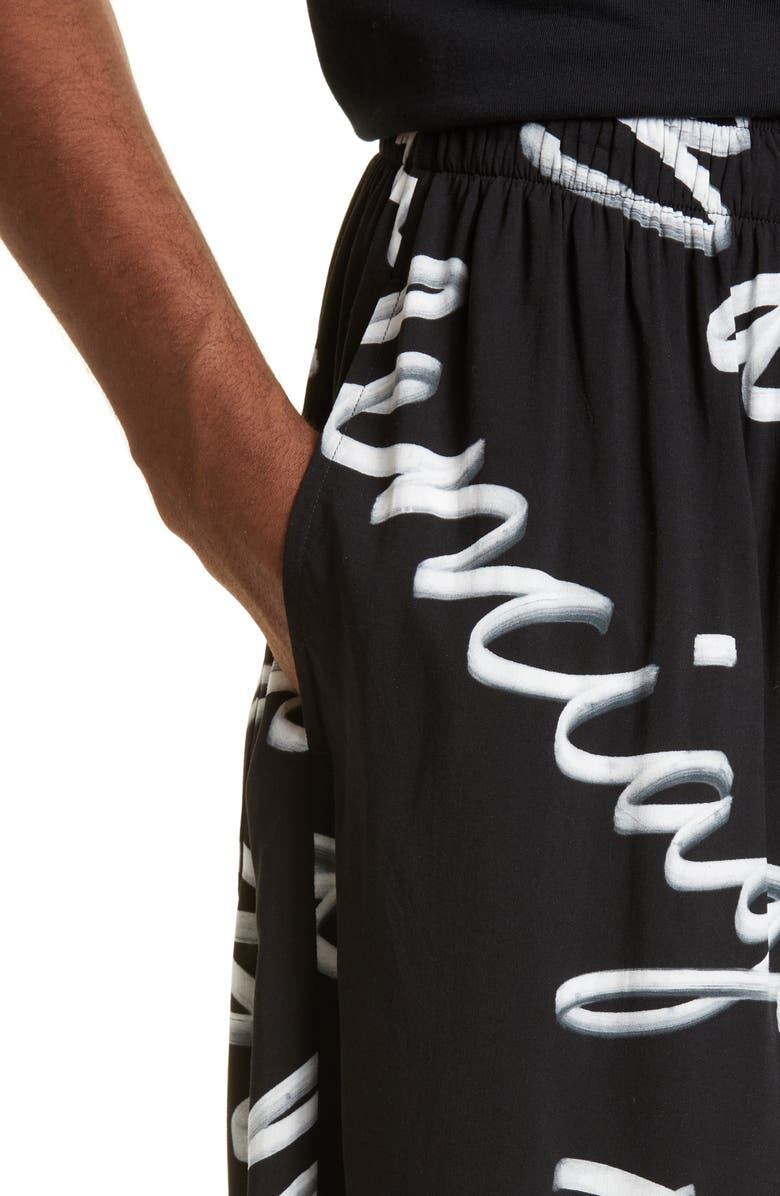Balenciaga Men's Scribble Print Logo Shorts, Alternate, color,