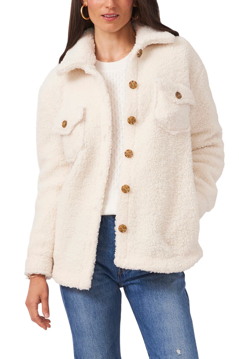 Faux Shearling Shirt Jacket, Main, color, VANILLA