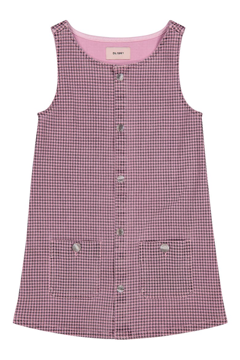 Kids' Hana Houndstooth Dress, Main, color, PINK HOUNDSTOOTH