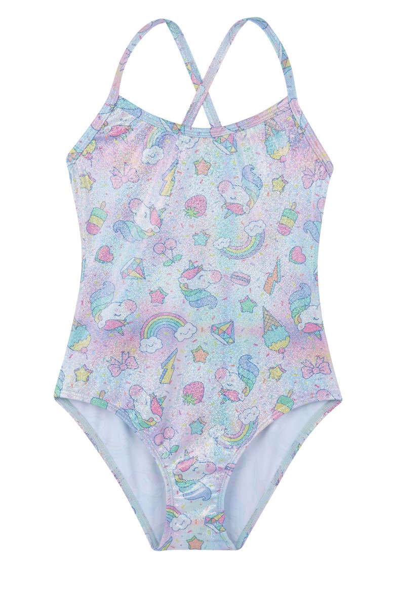 Unicorn Squad Criss Cross Back One Piece, Main, color, multi