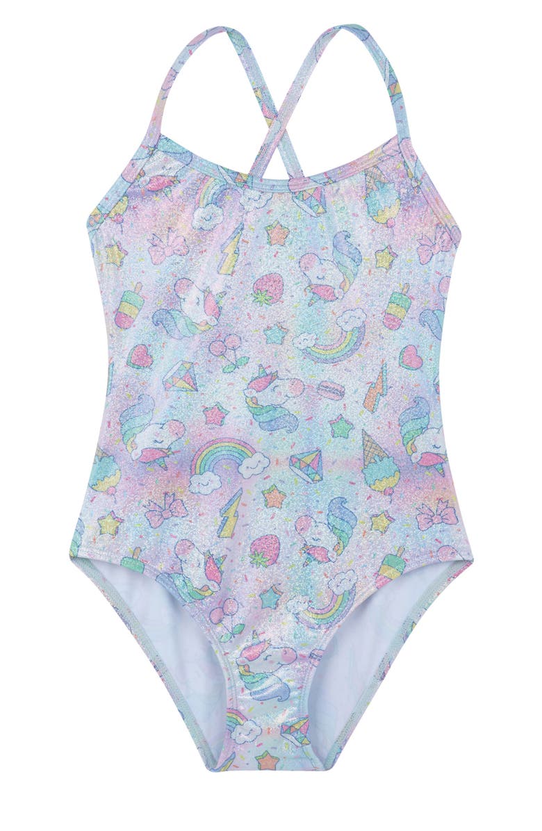 Gottex Kids Unicorn Squad Criss Cross Back One Piece, Main, color, Multi