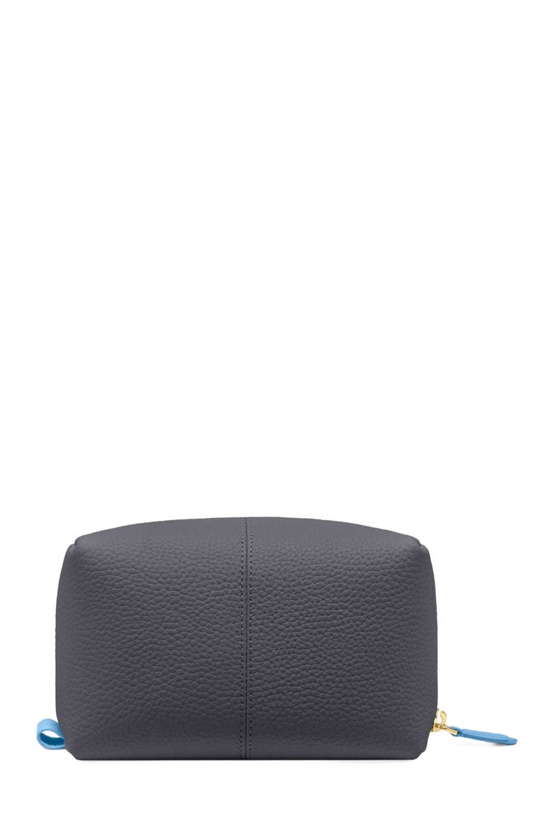 Leather Beauty Pouch, Alternate, color, Graphite Sky