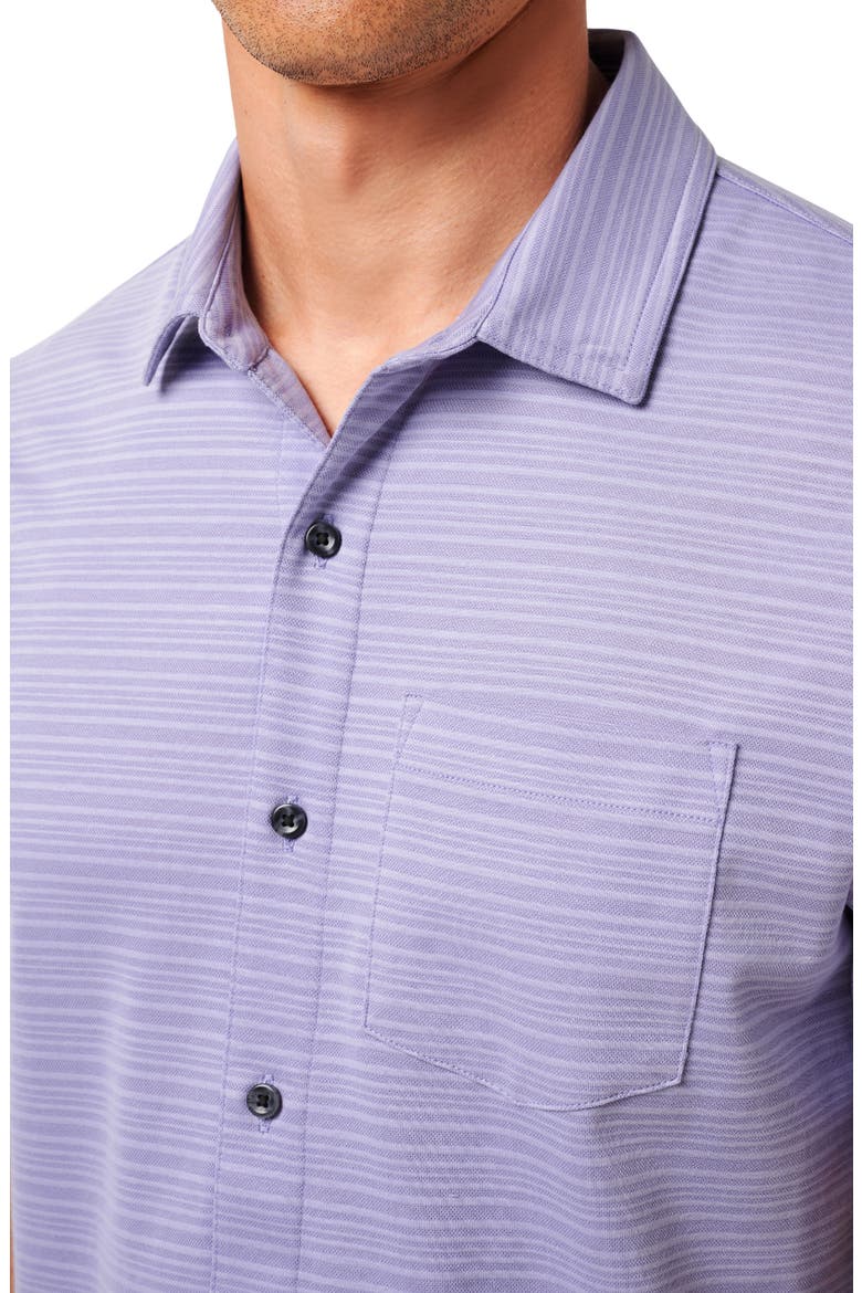 Tip to the City Short Sleeve Cotton Blend Button-Up Shirt, Alternate, color, HEATHER VIOLET STORM