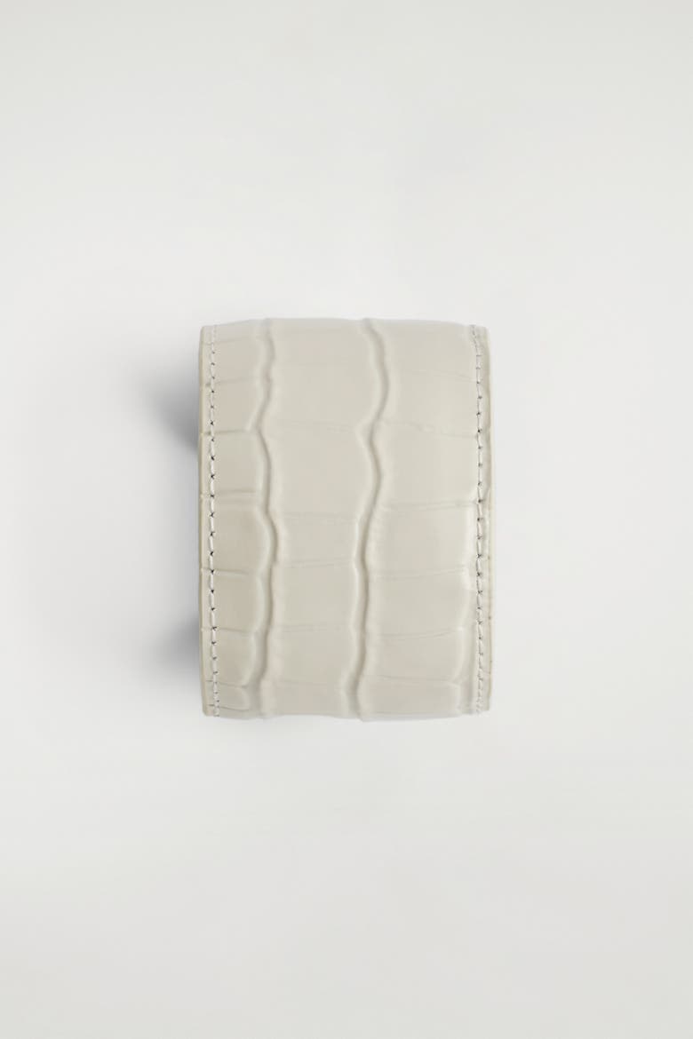 Croc-effect Leather Cuff, Alternate, color, WHITE
