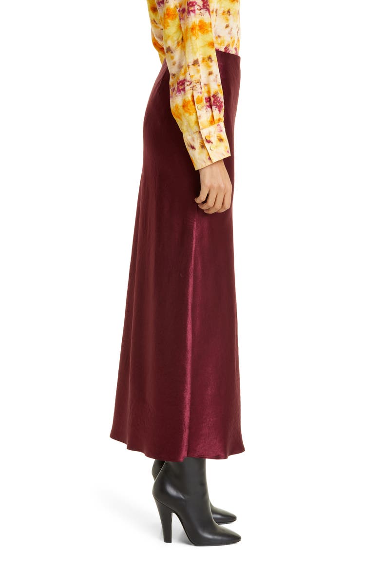 Crinkle Satin Slip Skirt, Alternate, color, BORDEAUX