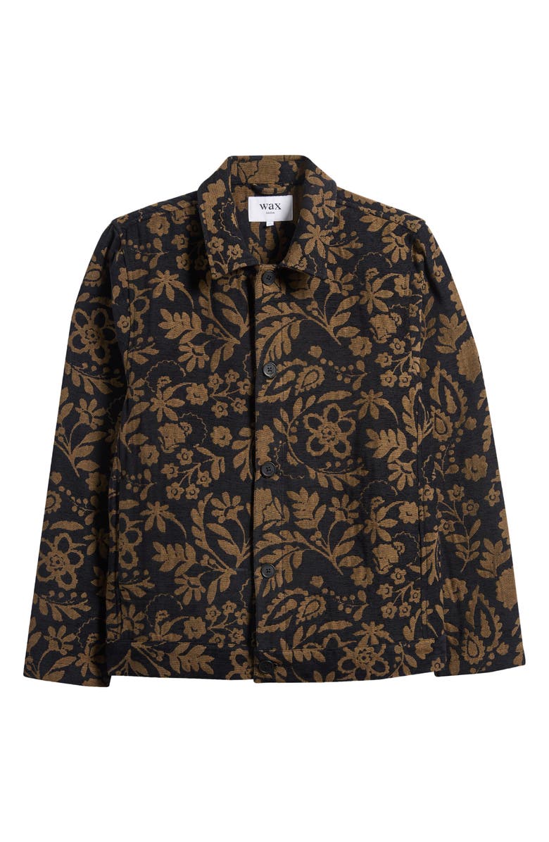 Wax London Iggy Floral Chenille Jacquard Cotton Blend Button-Up Coat, Main, color, Black / Khaki