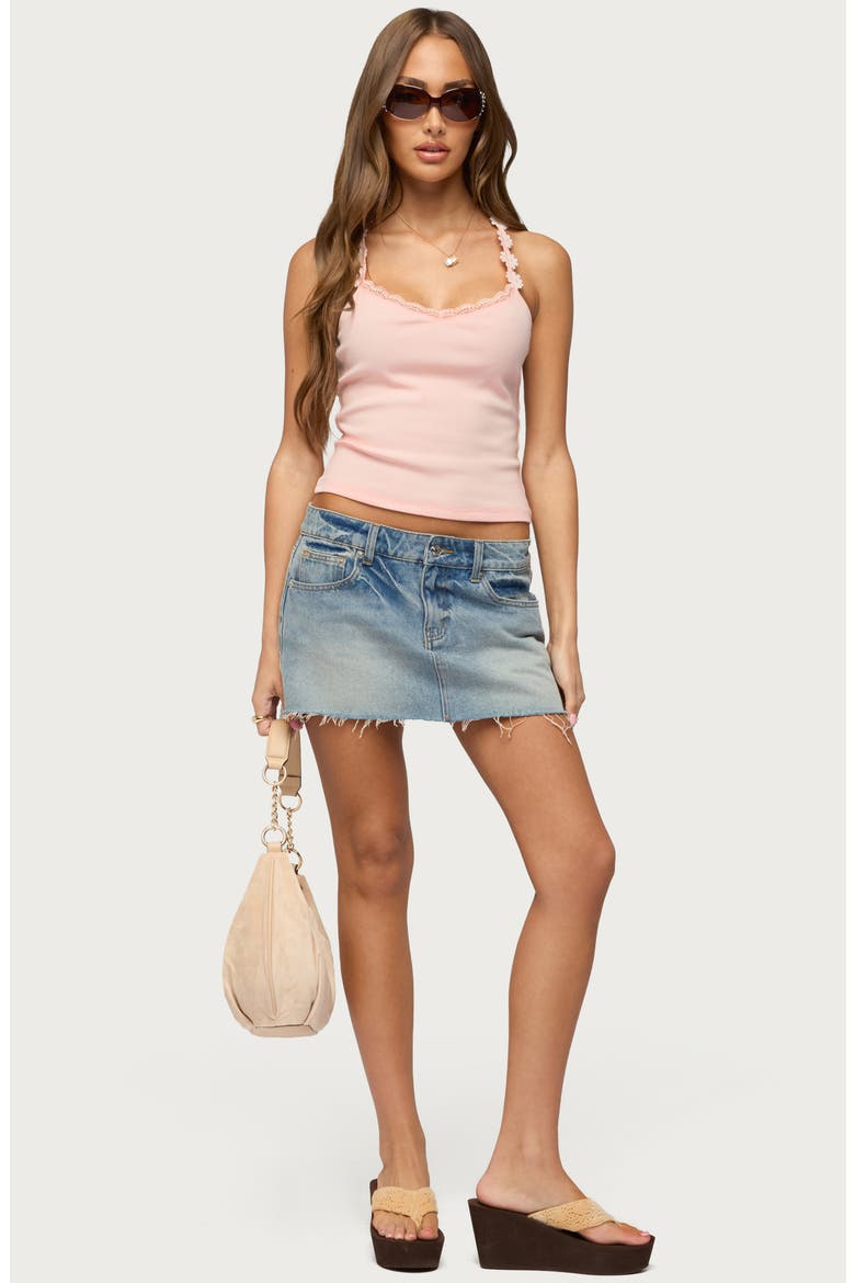 Caila Flower Strap Rib Tank, Alternate, color, PINK