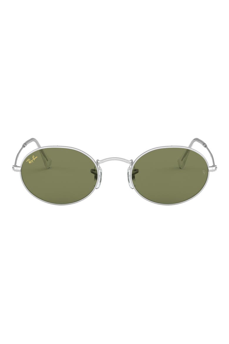 Oval 51mm Sunglasses, Main, color, SILVER / BOTTLE GREEN