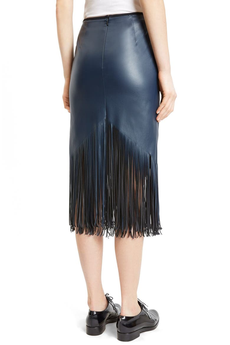 Fringe Faux Leather Pencil Skirt, Alternate, color, NAVY