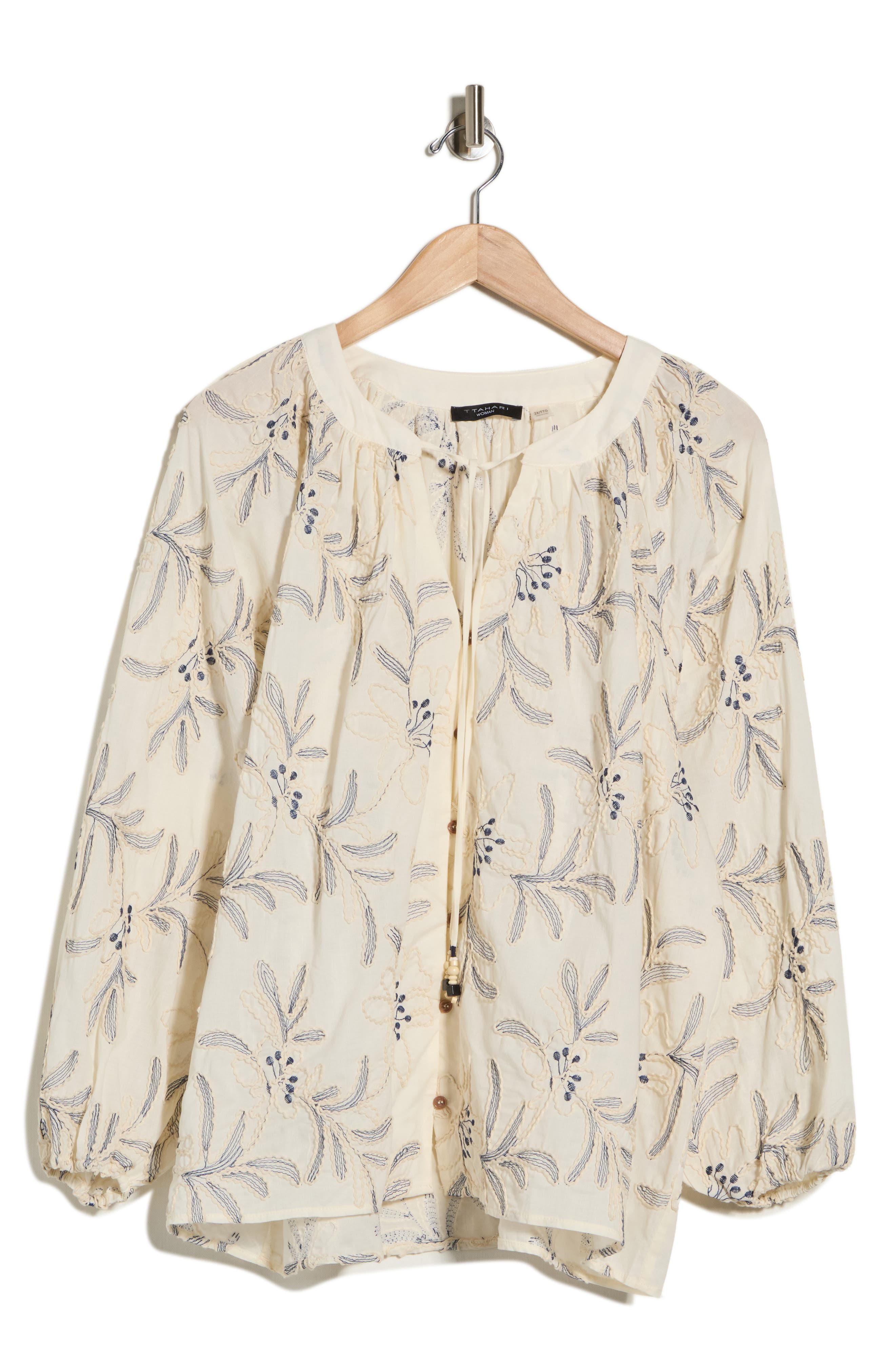 Embroidered Long Sleeve Cotton Top