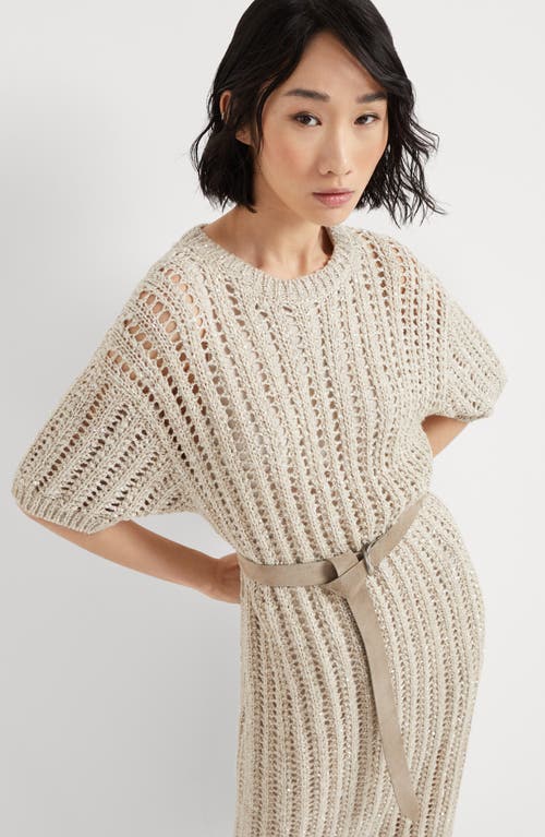 Brunello Cucinelli Beige Dazzling Dress In Natural