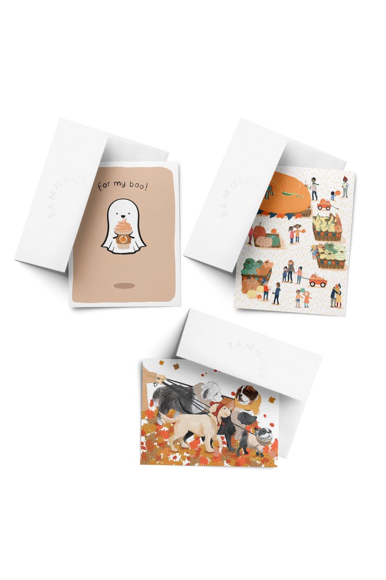 Fall Dog Walk, Pumpkin Thanksgiving, For My Boo Halloween/Fall Greeting Card Pack Sets, Main, color, Multi-Pack