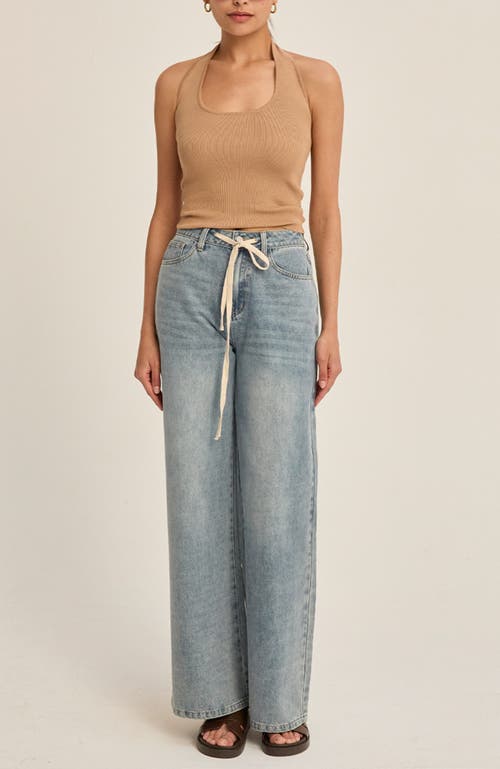 Crescent Halter Knit Top In Brown