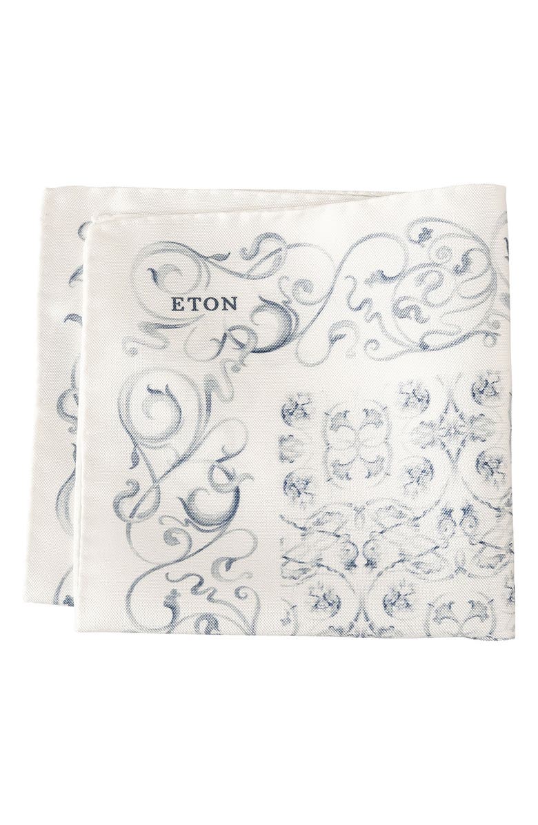 Eton Floral Motif Silk Pocket Square, Main, color, 
