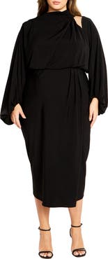 City Chic Jaylee Shoulder Cutout Long Sleeve Dress