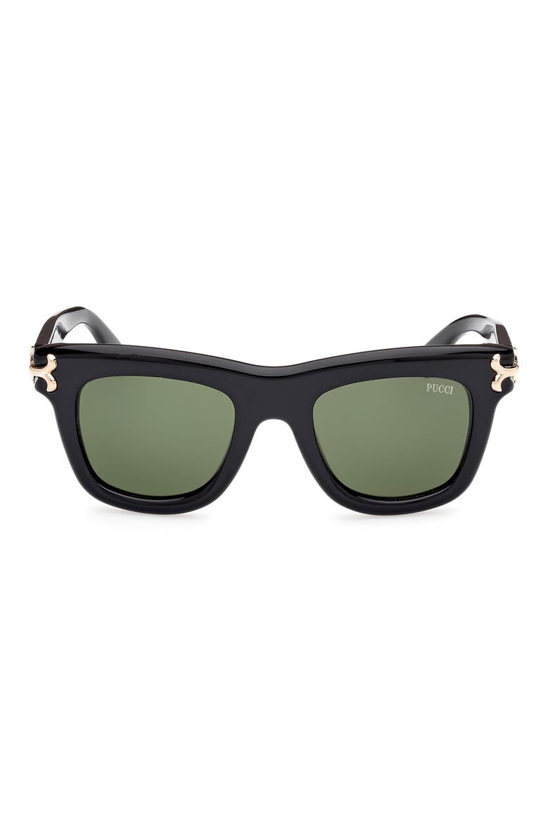 50mm Square Sunglasses54mm Square Sunglasses, Main, color, SHINY BLACK / GREEN