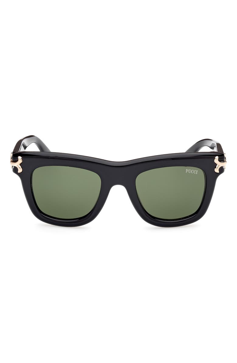 Emilio Pucci 50mm Square Sunglasses54mm Square Sunglasses, Main, color, Shiny Black / Green