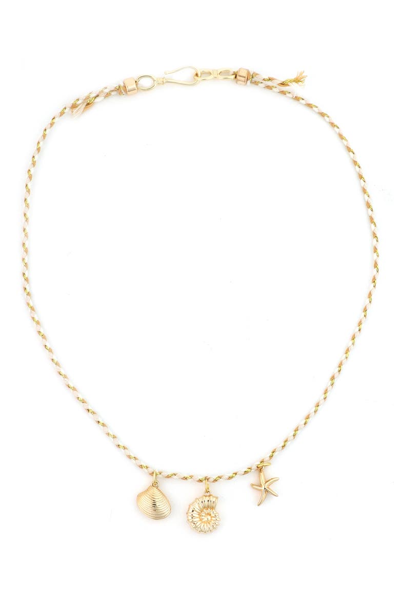 Sea Charms Cord Necklace, Main, color, IVORY/ GOLD
