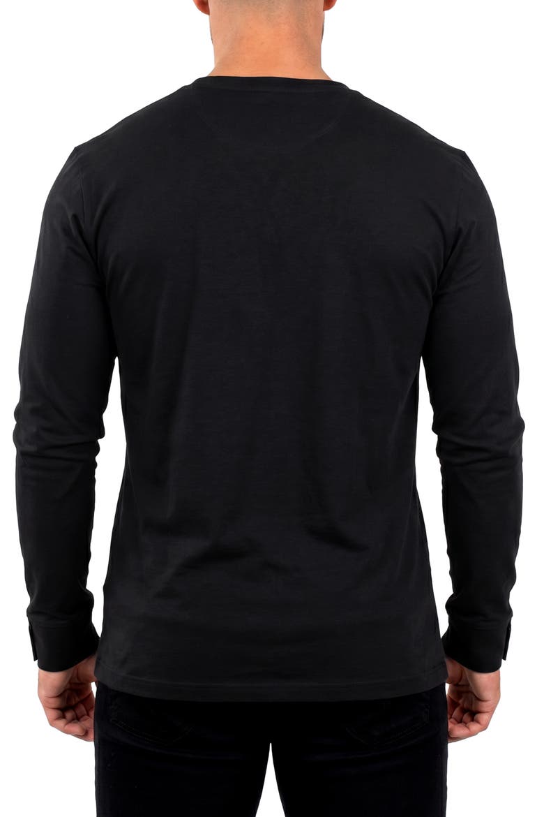Edison Stretch Cotton Long Sleeve V-Neck T-Shirt, Alternate, color, BLACK