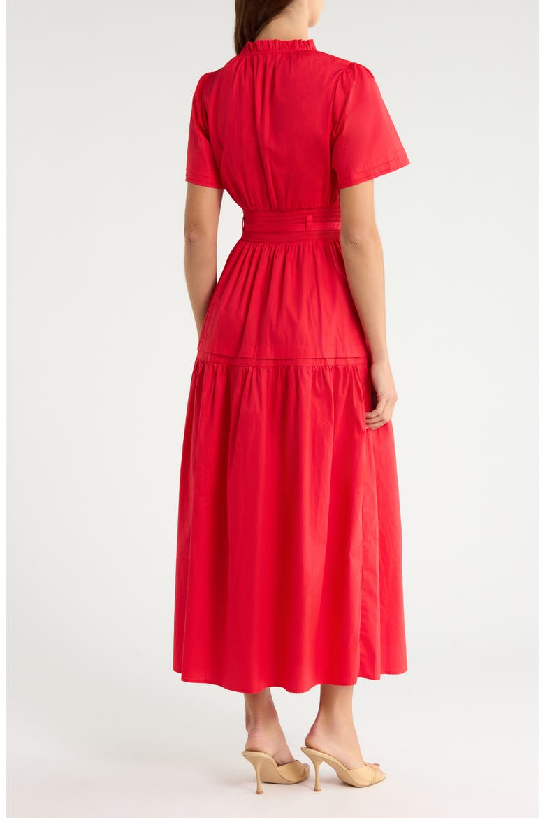 Jennis Belted Cotton Maxi Dress, Alternate, color, RED