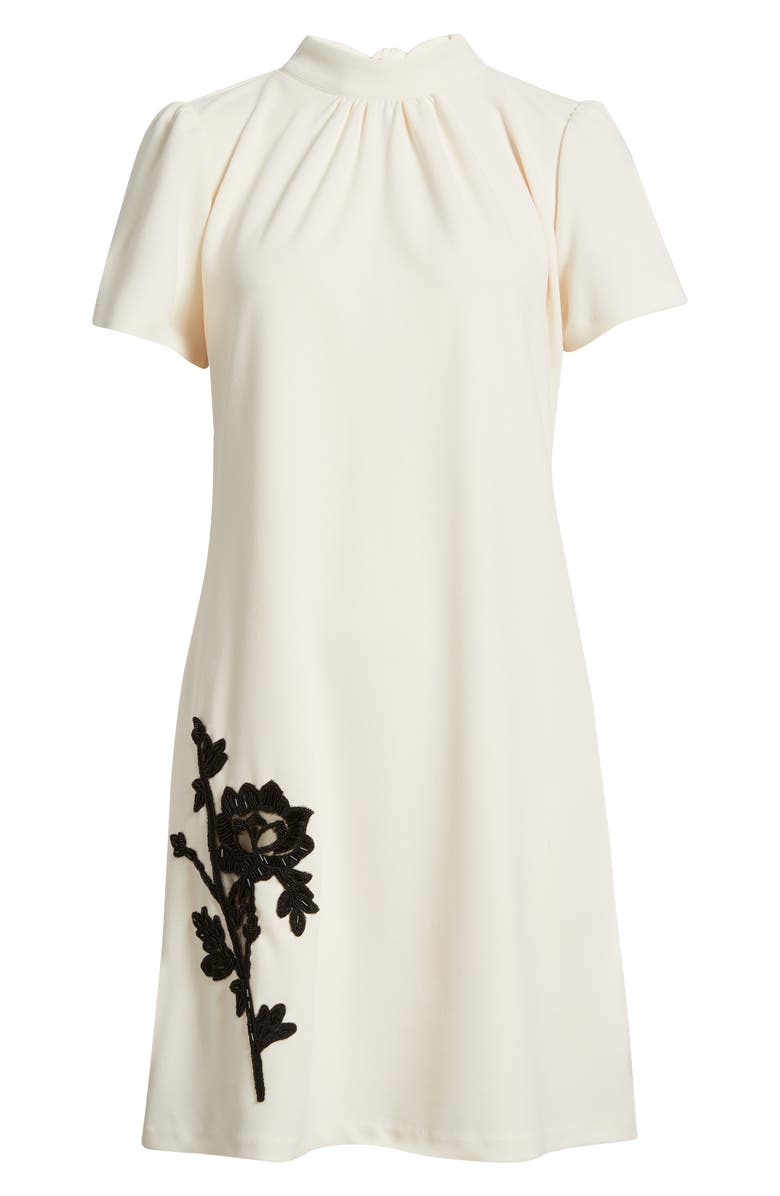 Anne Klein Floral Mock Neck Sheath Dress, Alternate, color, Swan White/ Anne Black