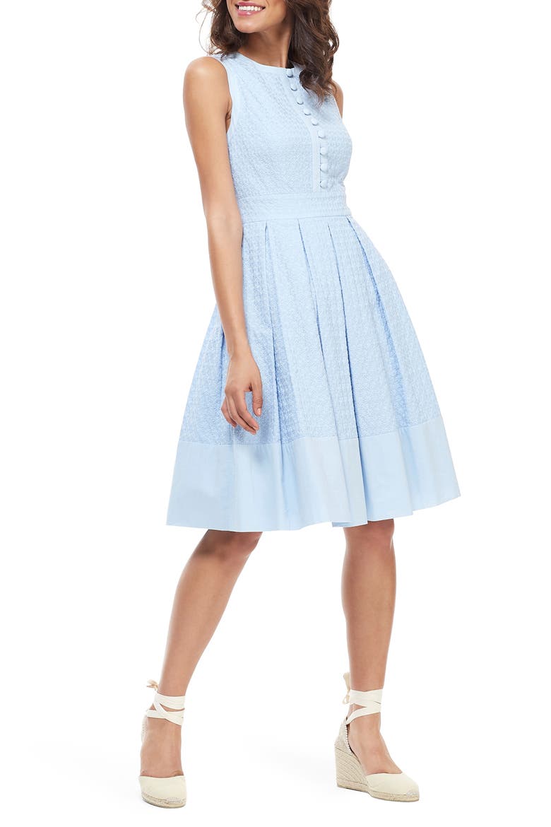 Ellen Fit & Flare Cotton Dress, Alternate, color, BLUE