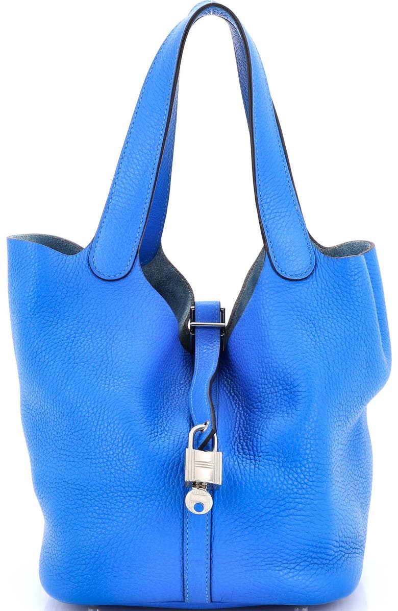 Pre-Owned Hermes Picotin Lock Bag Clemence MM, Main, color, Bleu Hydra