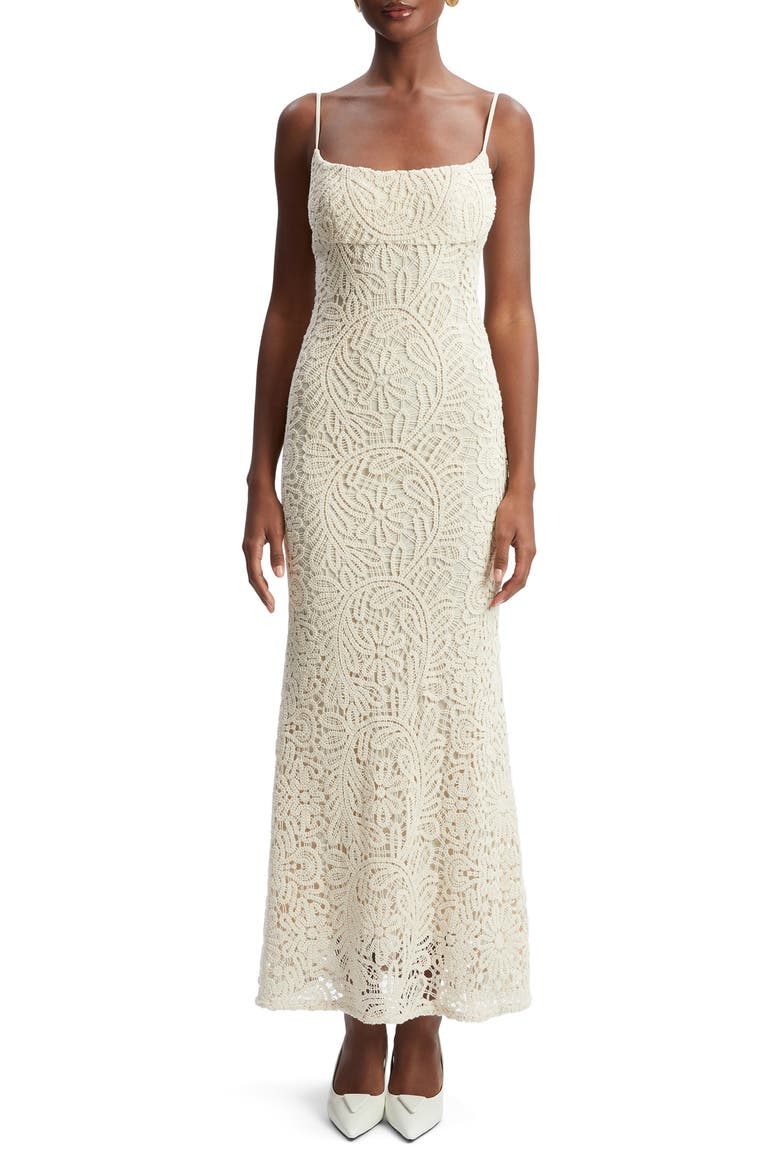 Adoni Fan Lace Slipdress, Main, color, LIGHT BEIGE
