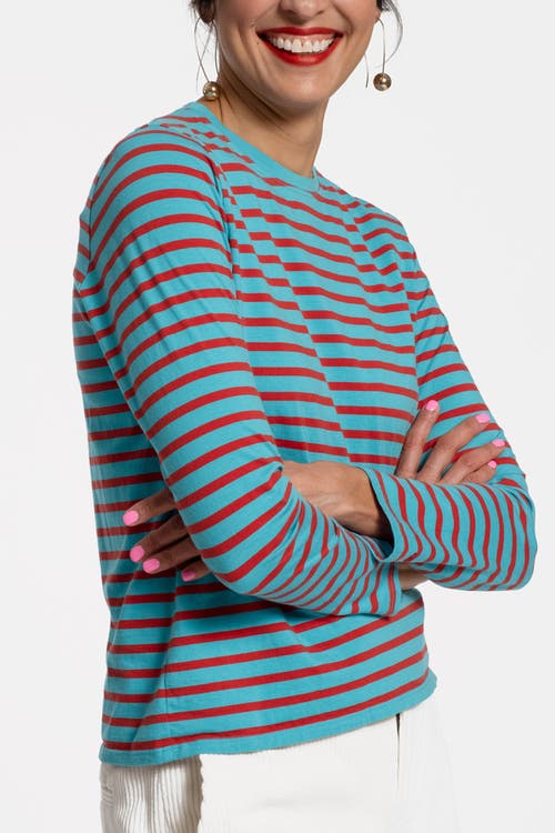 FRANCES VALENTINE FRANCES VALENTINE LONG SLEEVE STRIPED TEE SHIRT STRIPE 100% PIMA COTTON