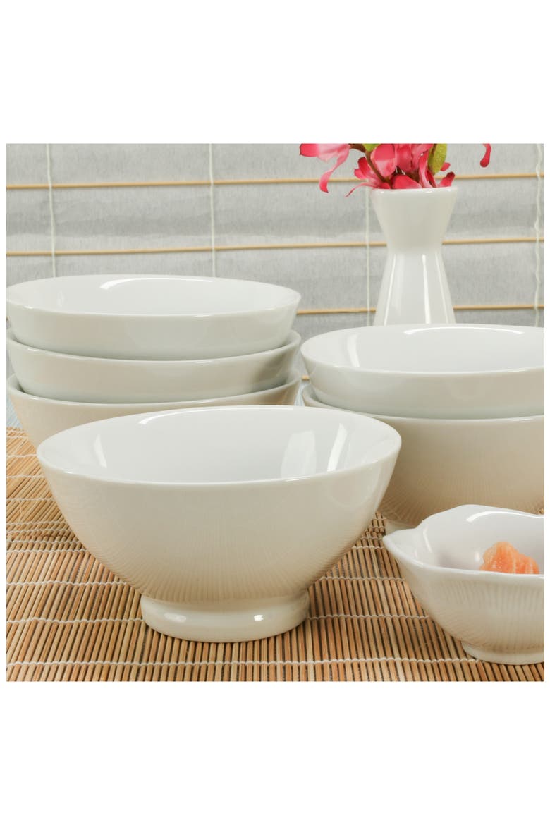 Set of 6 Rice Bowls, Alternate, color, WHITE