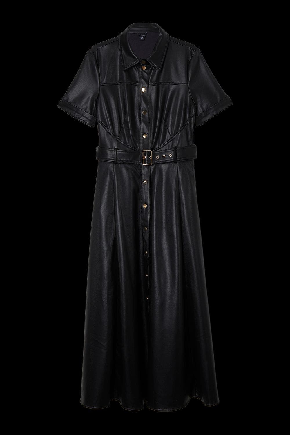 faux leather midi shirt dress Take It As It Is Camel Brown Faux Leather Midi Dress