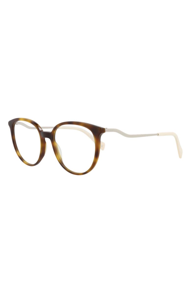 Gucci 51mm Round Optical Frames, Alternate, color, Havana Silver Transparent