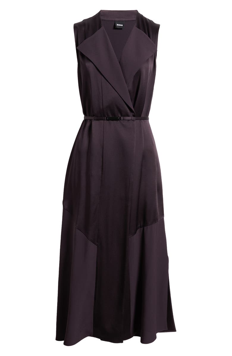 BOSS Dimosa Sleeveless Satin Midi Dress, Alternate, color, Dark Carmine