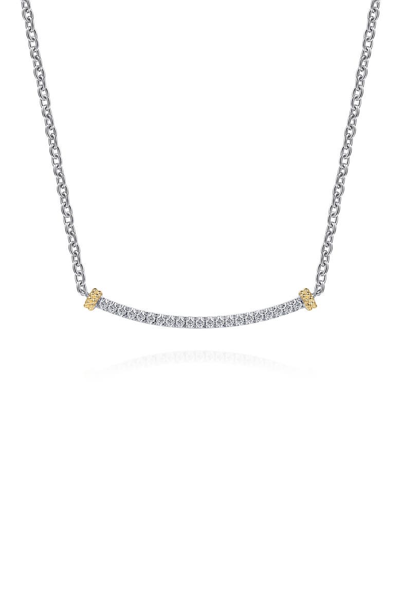 Bujukan Sterling Silver, 14K Gold & White Sapphire Bar Pendant Necklace, Main, color, STERLING SILVER