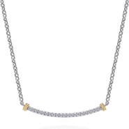 Gabriel & Co. Bujukan Sterling Silver, 14K Gold & White Sapphire Bar Pendant Necklace
