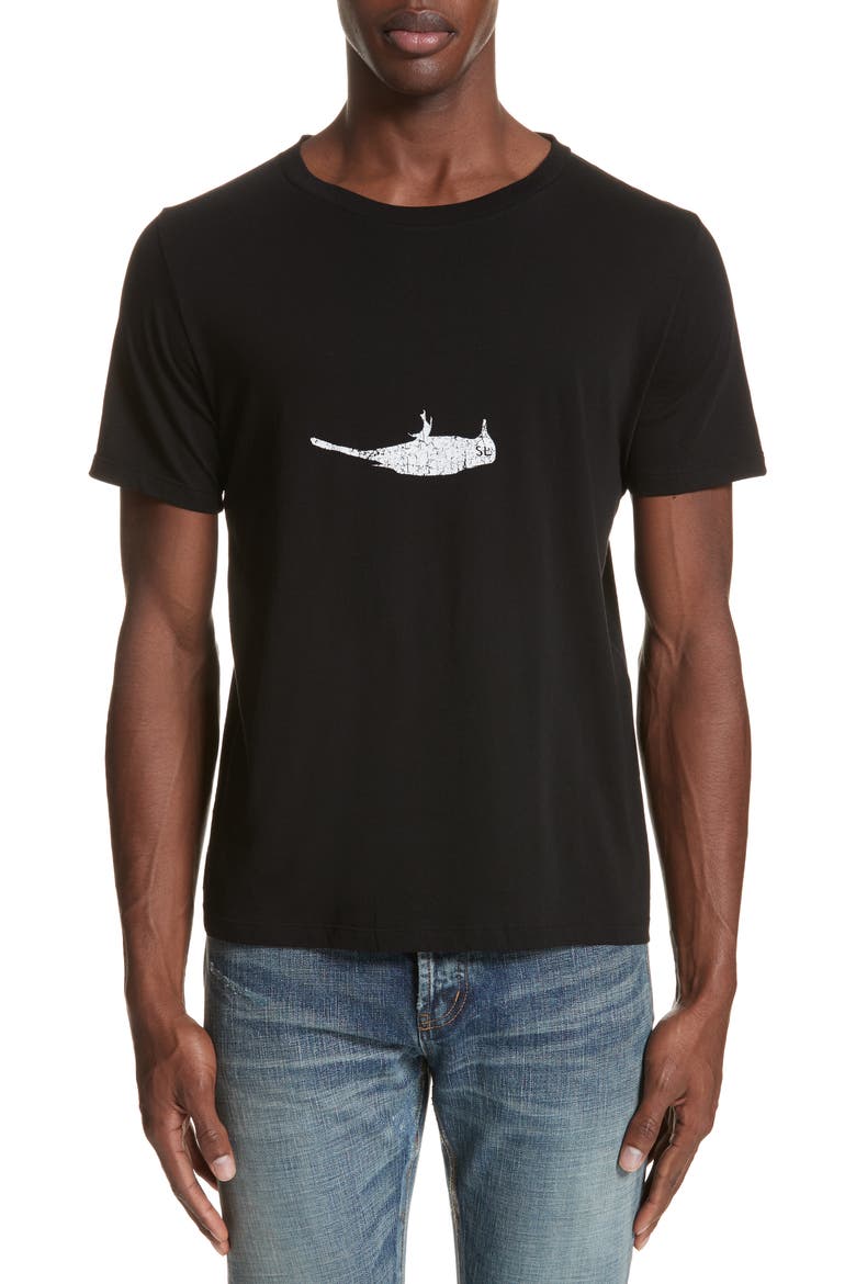 Bird Graphic T-Shirt, Main, color, BLACK