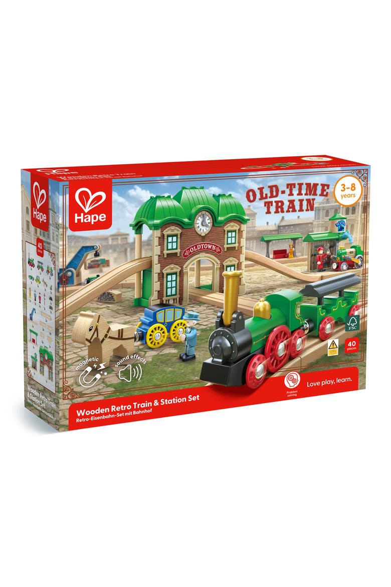 Wooden Retro Train Station Play Set, Alternate, color, MULTIPLECOLOR