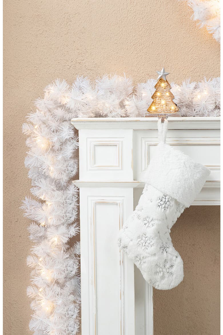 9ft Artificial Christmas Garland with Lights, Alternate, color, White