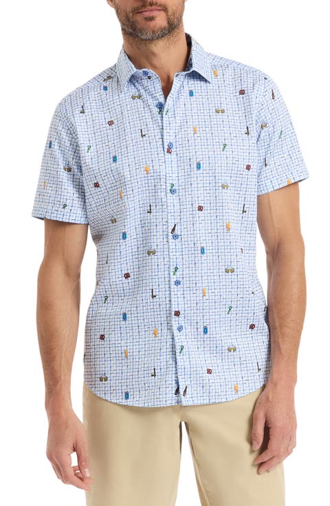 Brew & Chew Short Sleeve Button-Up Shirt