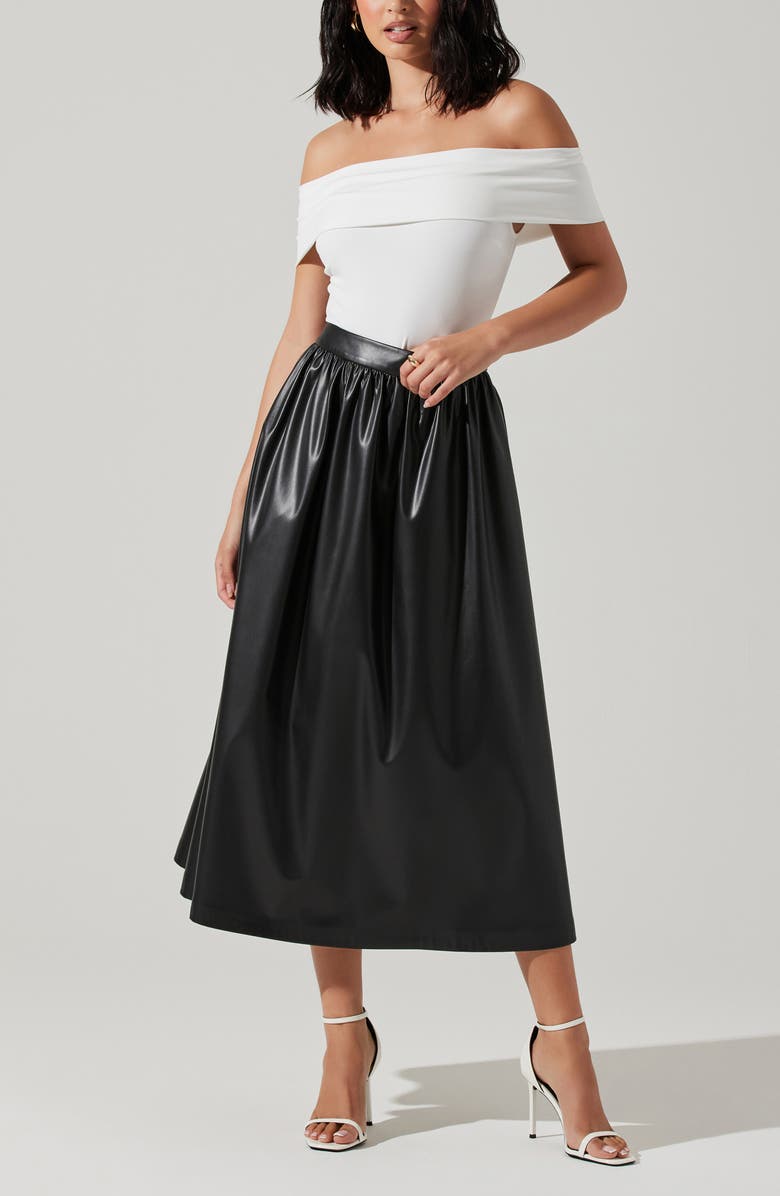ASTR the Label Diandra High Waist Faux Leather Midi Skirt, Alternate, color, 