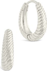 Sterling Forever Haven Textured Oval Huggie Hoop Earrings