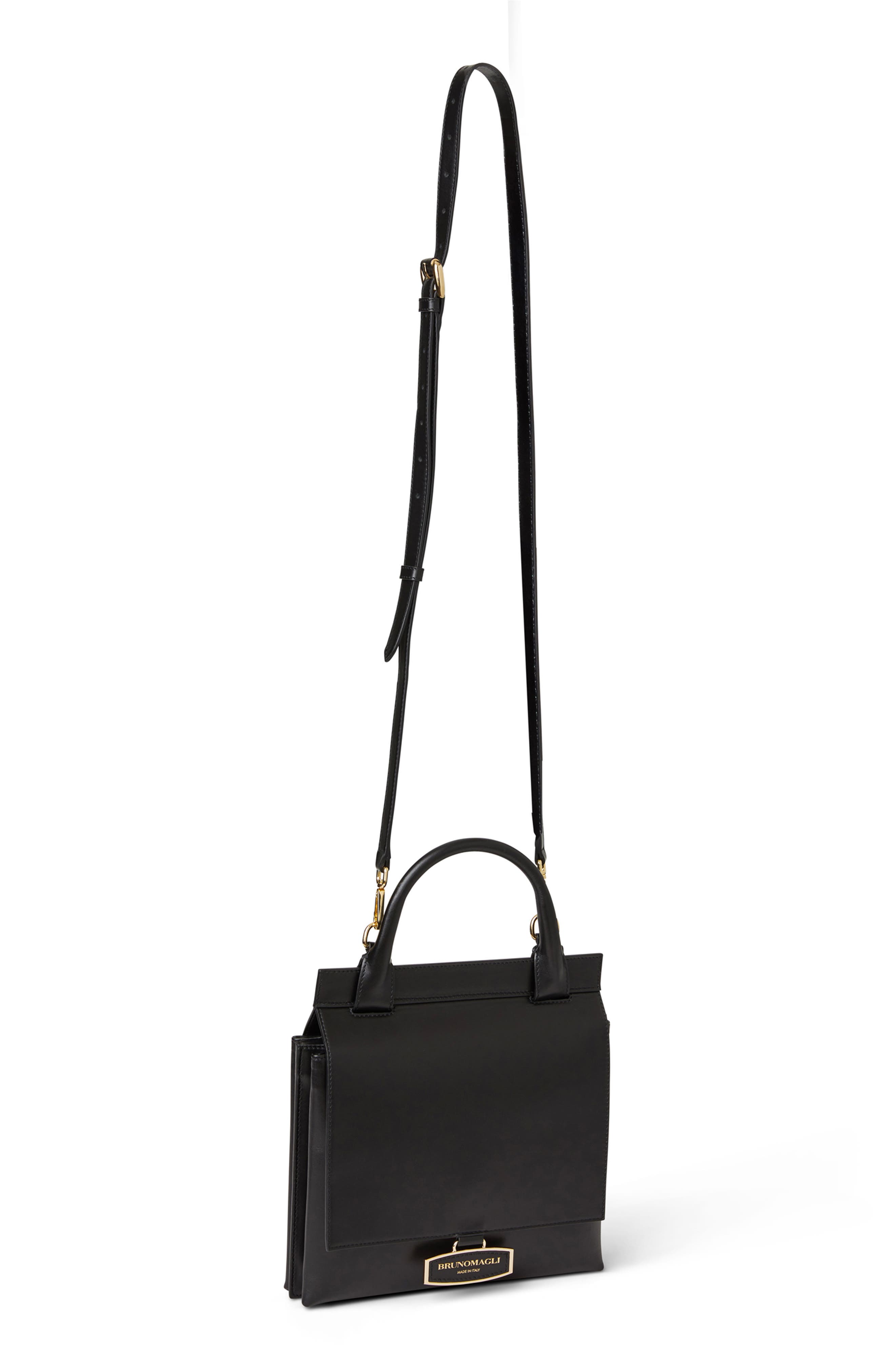 Bruno Magli Etta Slim Leather Satchel, Alternate, color, Black