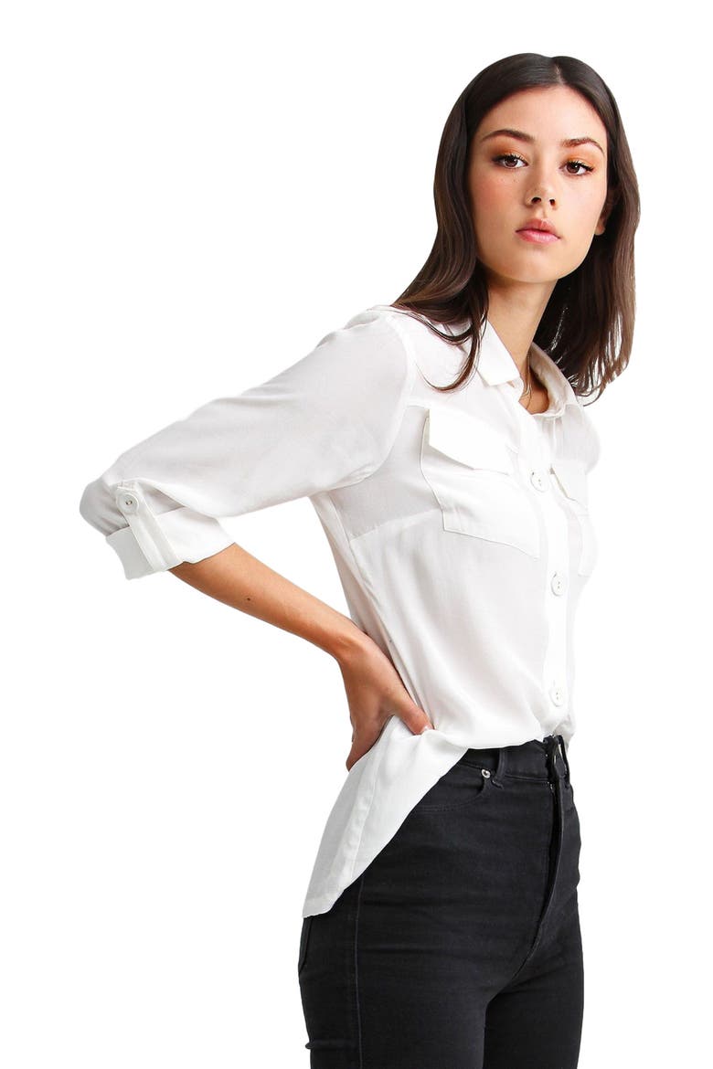 Eclipse Rolled Sleeve Blouse, Alternate, color, Cream