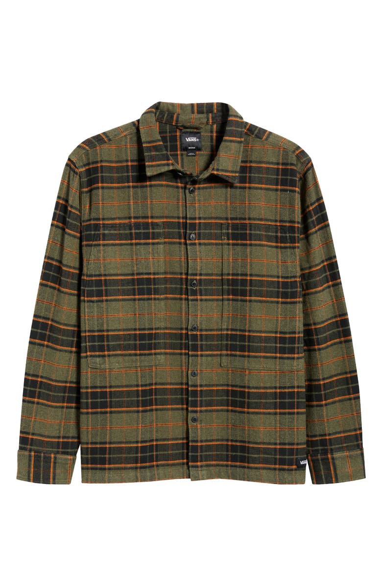 Vans Plaid Cotton Flannel Button-Up Overshirt, Alternate, color, Grape Leaf Heather