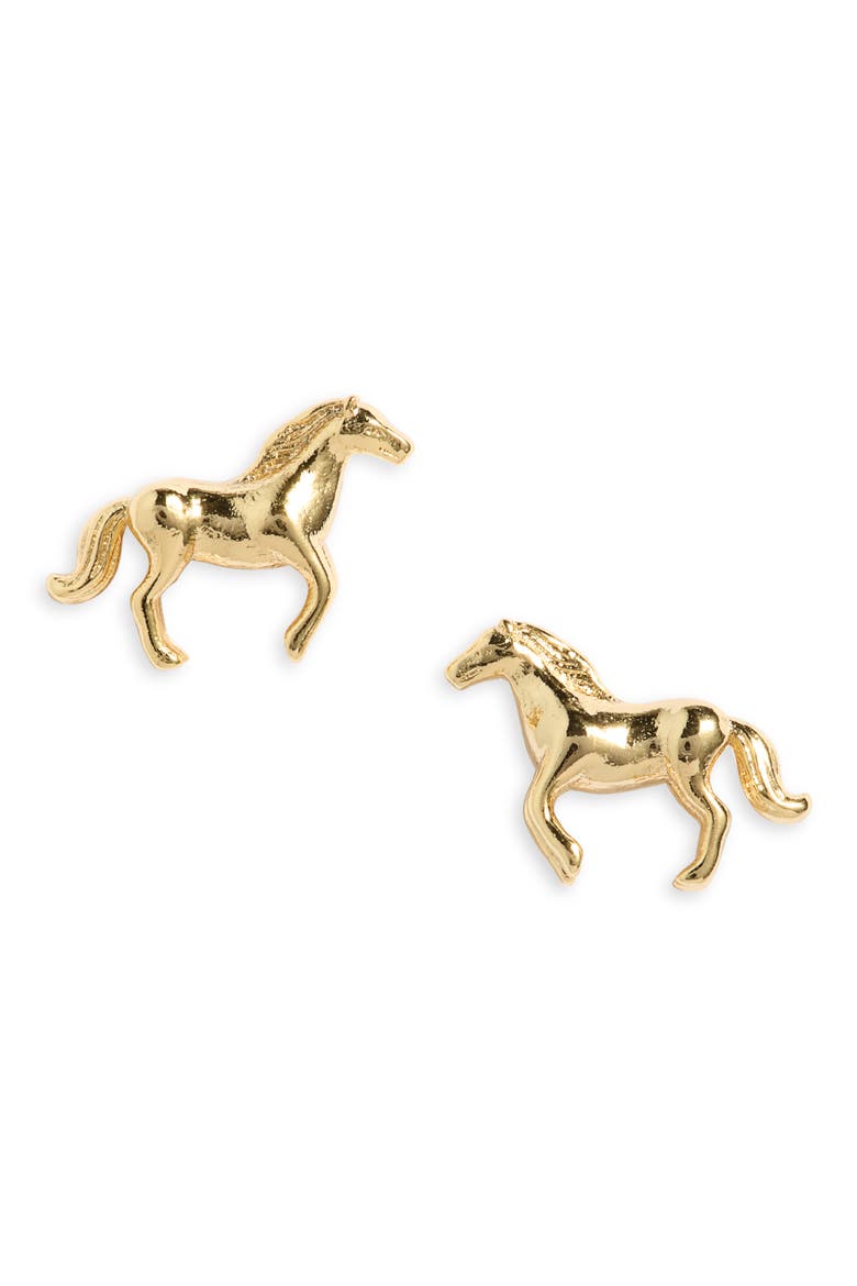 Dana Horse Stud Earrings, Main, color, GOLD